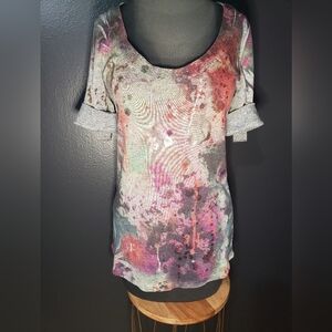 6. Daytrip Multicolor Abstract Short Sleeve Top